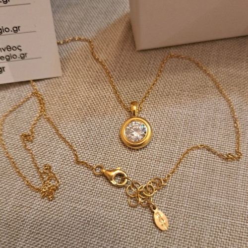 Silver necklace gold plated Gregio new