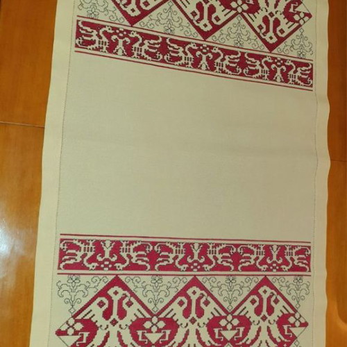Table runner solid bordeaux and black on beige itamina new 180x65 cm