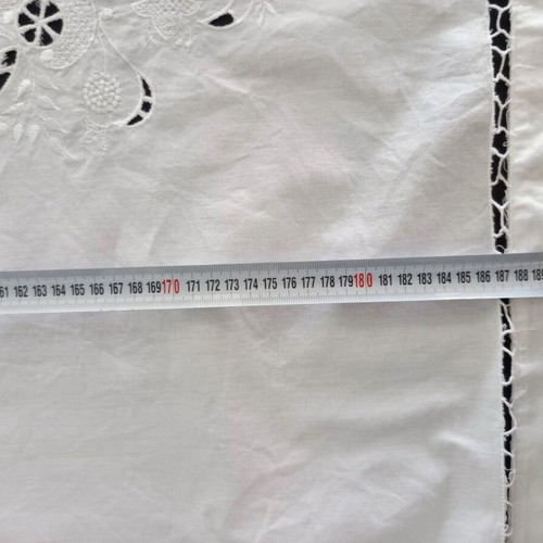 Tablecloth authentic handmade white with rich cutwork embroidery