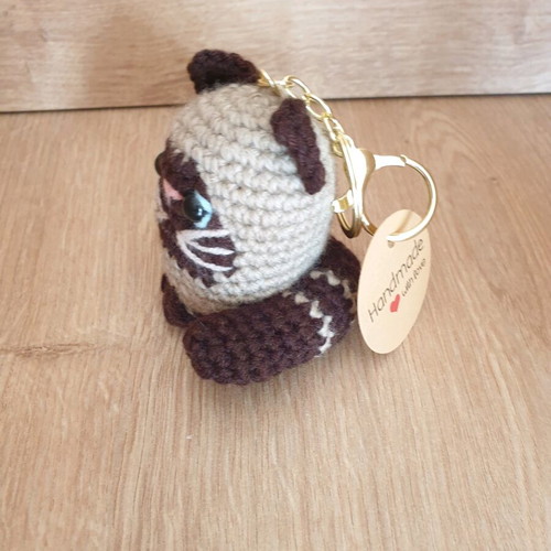 Siam Cat Amigurumi Knitted Handmade Keychain new