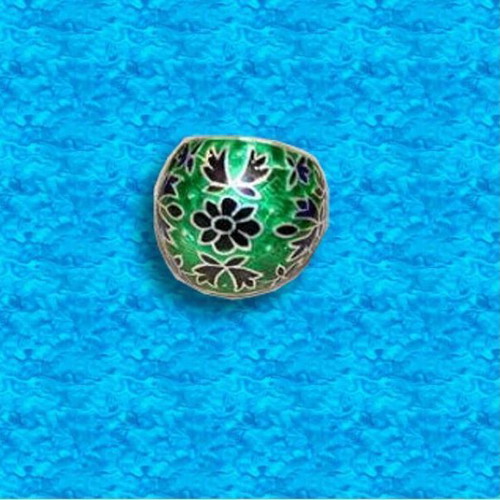 Old Indian Silver Ring with Enamel like new, multicolored