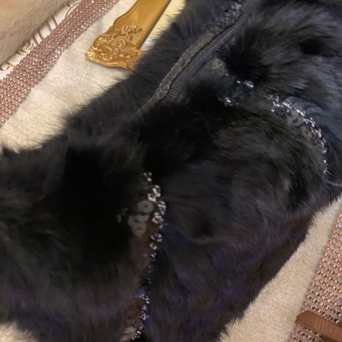 Fur shoulder bag new, black