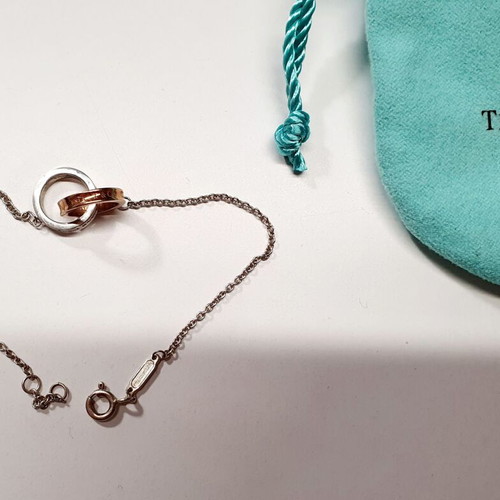 Tiffany & Co Interlocking Circles bracelet in silver and 18K rose gold like new