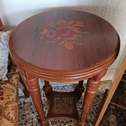 Vintage tall round table and entrance cabinet