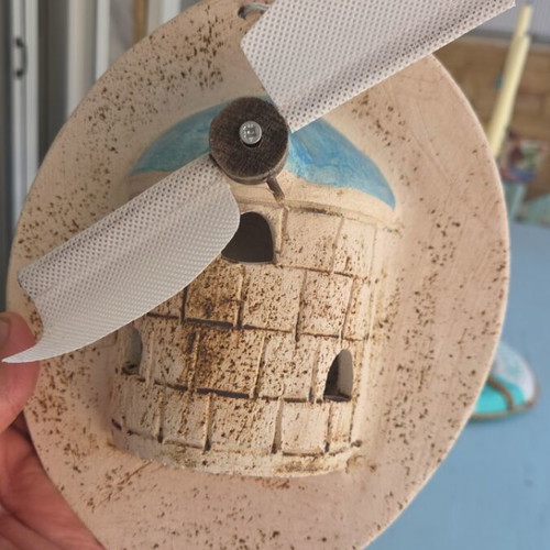Ceramic wall decoration windmill of Paros used, 26×21 cm