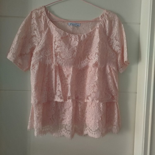 Amy's summer blouse with lace, pink, size M