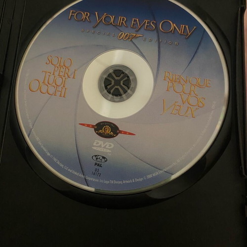 DVD of James Bond movie For Your Eyes Only like new
