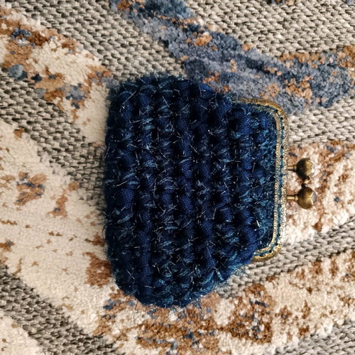 Handmade knitted wallet blue new