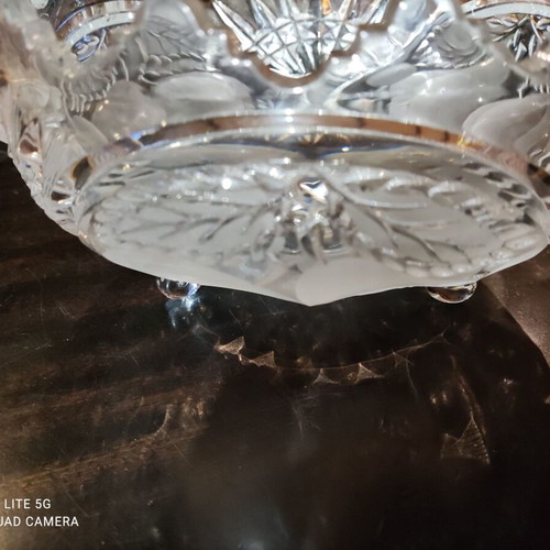 Carved crystal fruit bowl new