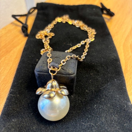Necklace 72 cm with pearl used, vintage