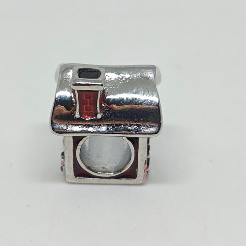 Christmas silver charm house with enamel, like new