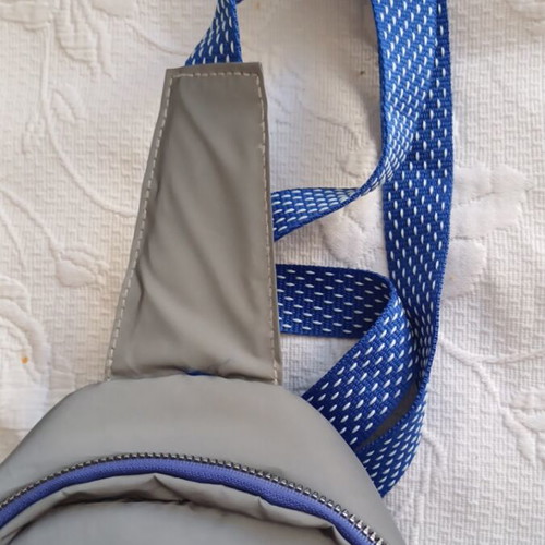 Flying Tiger fabric kids shoulder bag like new, gray and blue