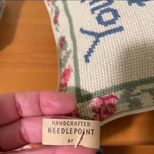 Needlepoint decorative pillow new, square handmade