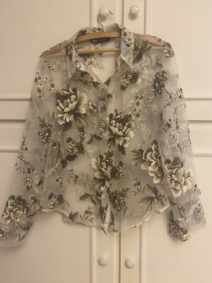 Zara transparent shirt with embossed floral design, like new