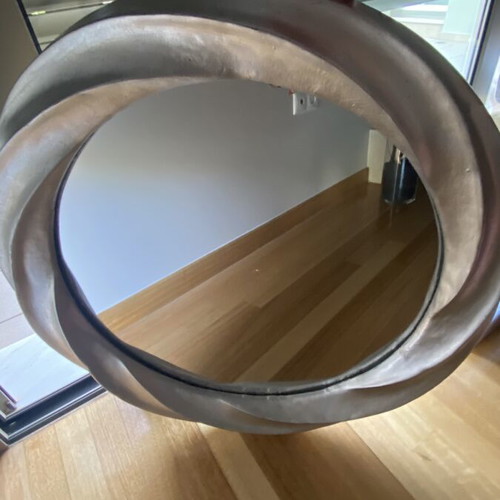 Silver round wall mirror like new