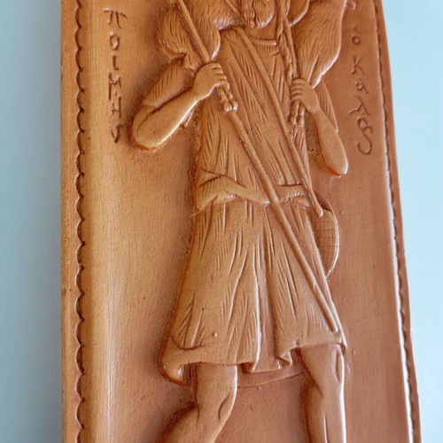 Jesus the Good Shepherd image new, made of wax, mastic and incense