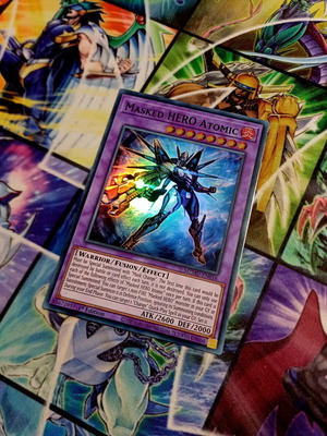 Masked HERO Atomic MZMU Super Rare 1st Edition Yu-Gi-Oh! card