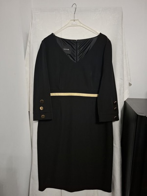 Vener midi dress black with gold details size 50 like new