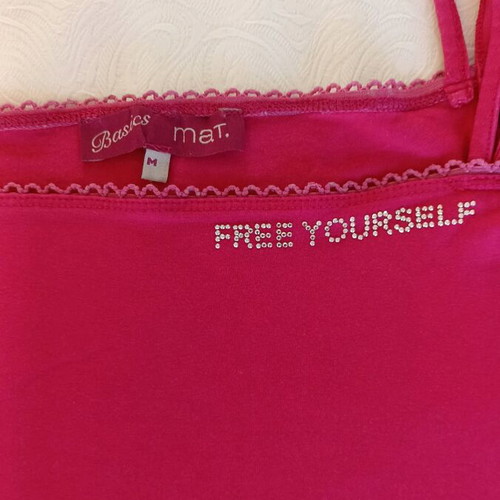 Mat short sleeve blouse used, fuchsia, size medium