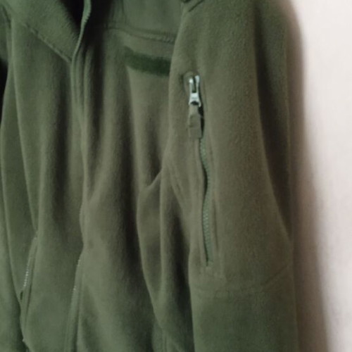 Fleece military jacket used, olive color