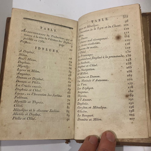 French books 3 volumes used, OEUVRES COMPLETES DE SALOMON GESSNER 1807