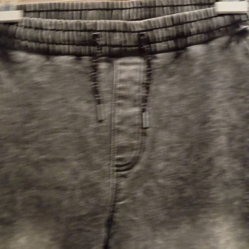 Denim joggers.