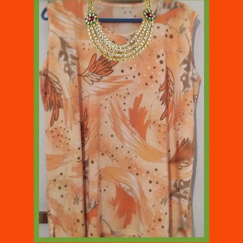 Blouse in shades of orange with beautiful design, like new, XL