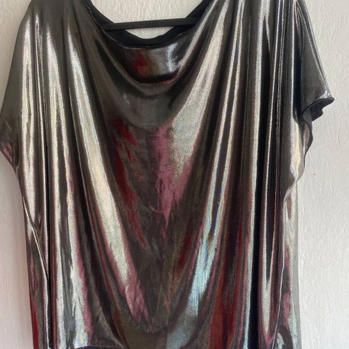 Pour Moi Metallic Glossy Mirror Blouse like new, silver, size M
