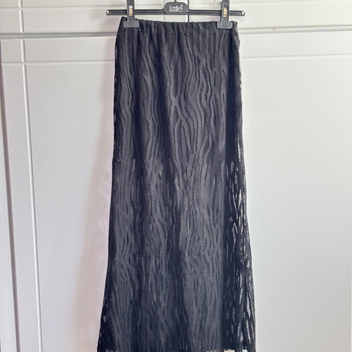 Maxi φούστα με δαντέλα σαν καινούργιο, μαύρο, one size
