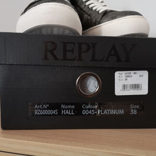 Replay women's silver-white sneakers boots like new, size 38