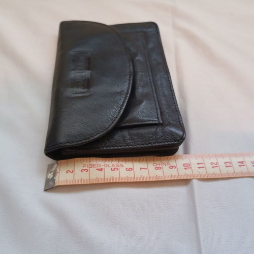 Men's leather wallet used, black genuine leather belt pouch