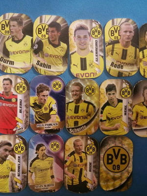 Metal football tags used, 19 pieces Dortmund