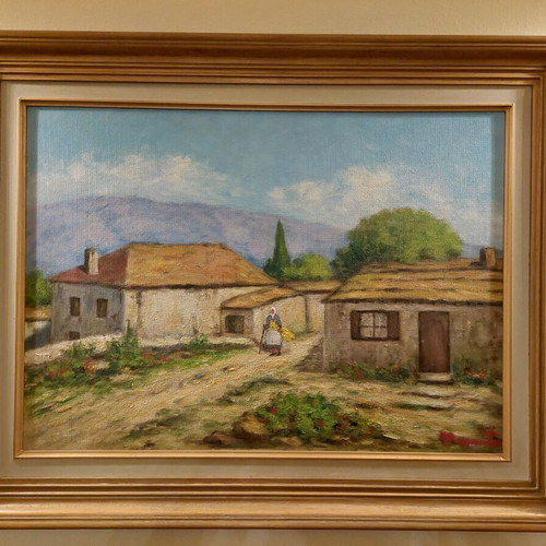 Oil painting by M. Romanidou like new with frame