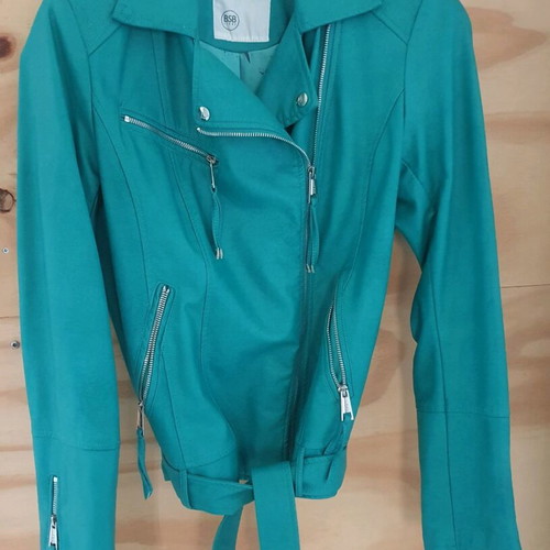 Bikerstyle leatherlook jacket BSB new, size L, seagreen