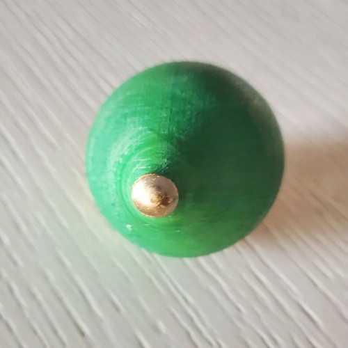 Large decorative wooden spinning top 8cm hand-painted with metal base