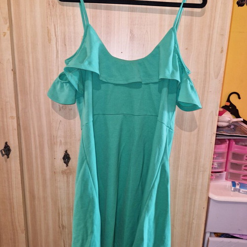 Pink Woman dress green size XL like new with straps