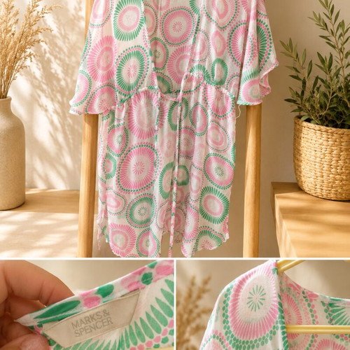 Kaftan beachwear Marks & Spencer like new, pink and green