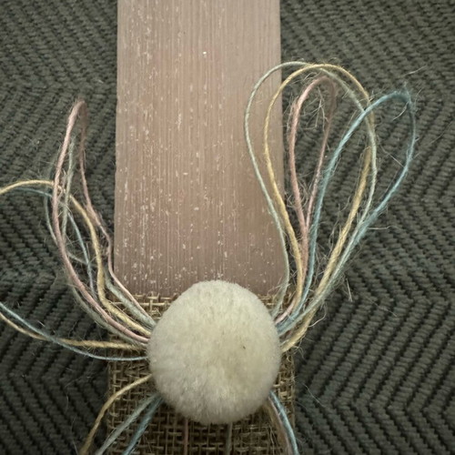 Easter candle flat light pink new with Pom Pom and fabric star