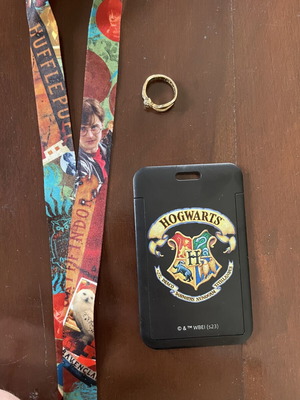 Harry Potter set: Hogwarts lanyard, card holder & Golden Snitch ring