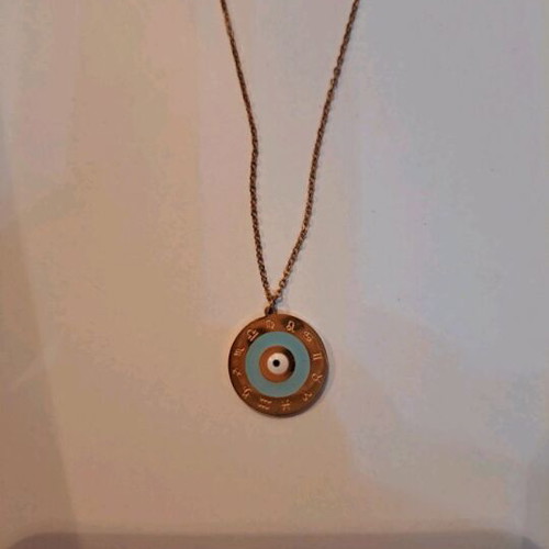 Women's necklace with evil eye like new, turquoise and gold colors