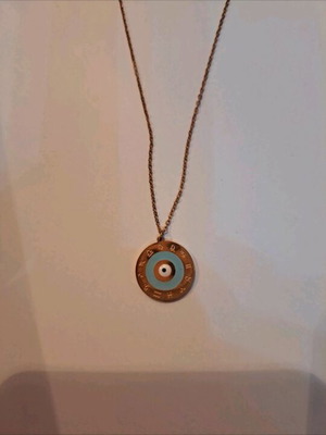 Women's necklace with evil eye like new, turquoise and gold colors