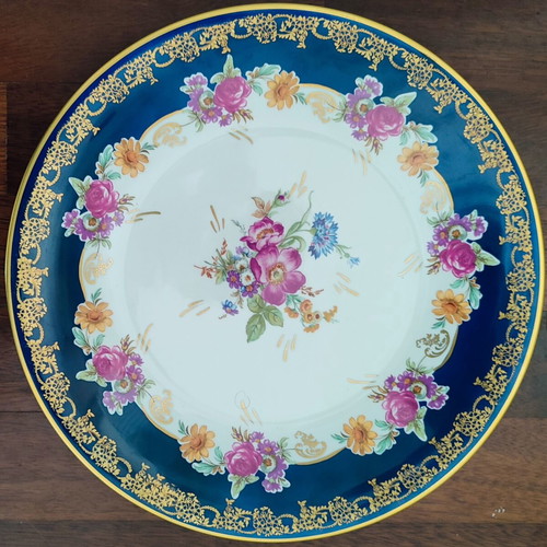 Polish porcelain platter with gold leaf, like new, 32cm