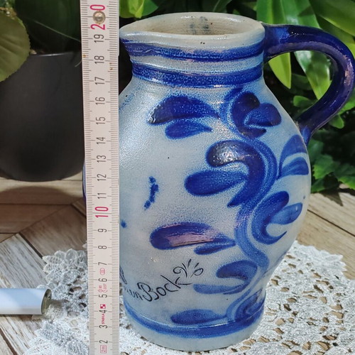Retro German Bembel ceramic wine jug Zum Blauen Bock
