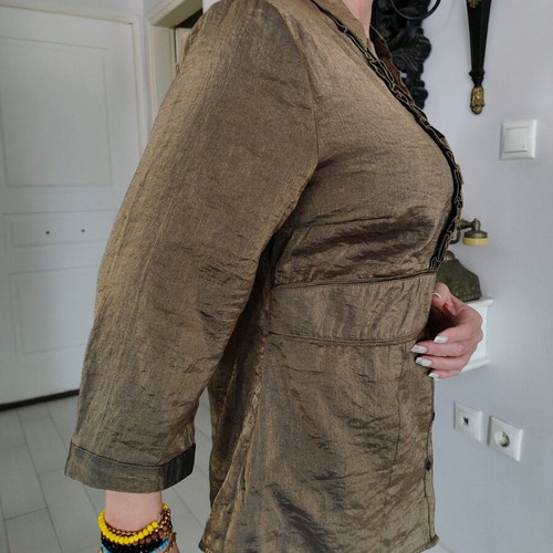 Per una blouse new, size L, brown-gold with buttons