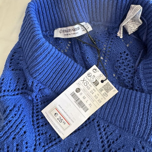 Stradivarius knitted women's pants XS, royal blue, new