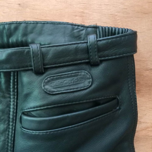 Held leather motorcycle pants used with knee protectors