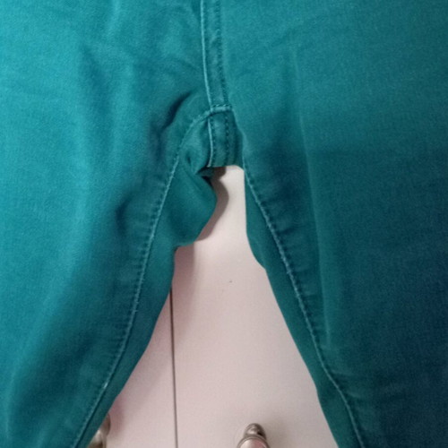 Jeans-style pants five-pocket like new, straight cut, XL, green turquoise
