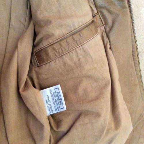 Women's Camel Leather Jacket Cropped used, size S/M, beige
