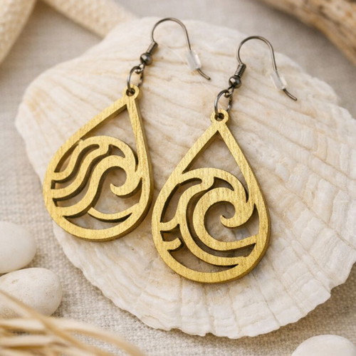 Wave Creations Handmade Wooden Earrings new