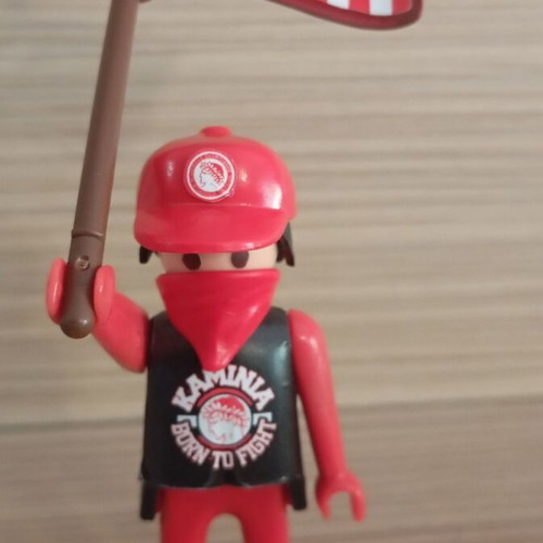 Playmobil Olympiacos Fan Figure like new with team flag